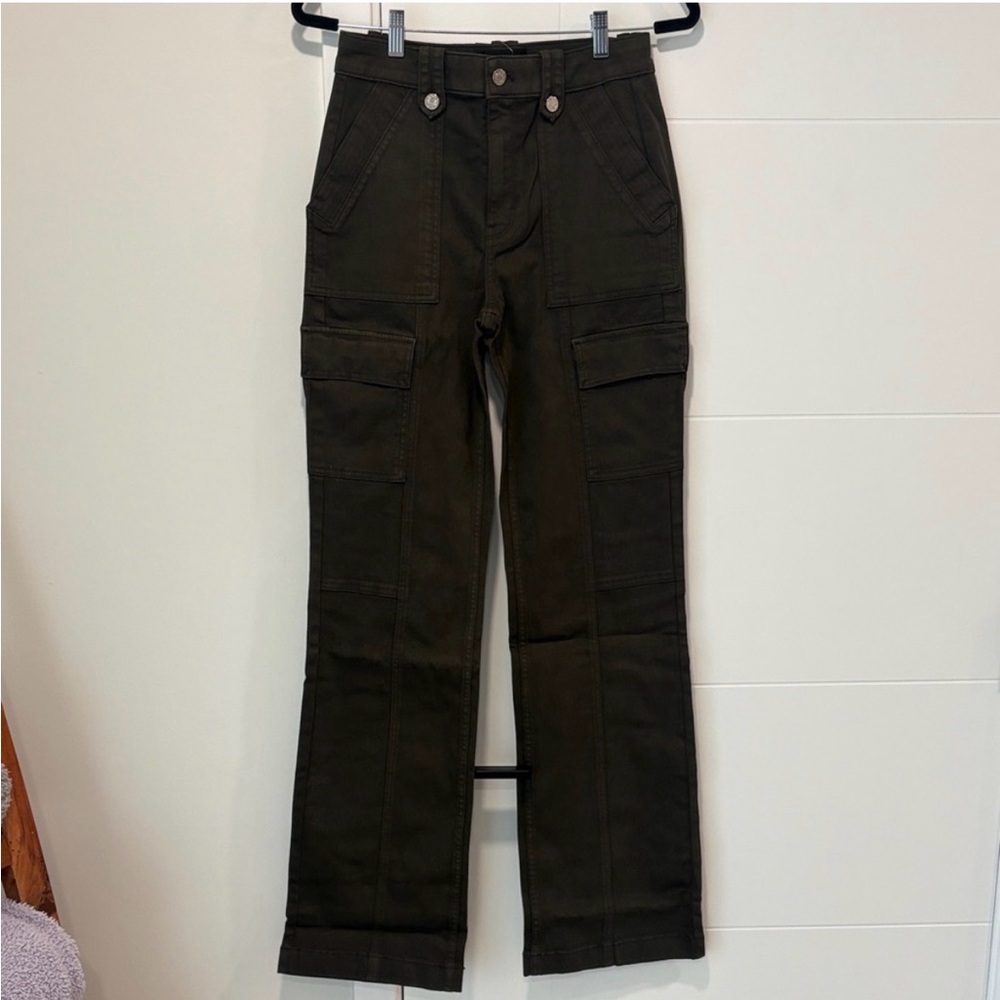 BNWT Dark Olive Cargo Pants White House Black Market Size 6 LONG 33” inseam